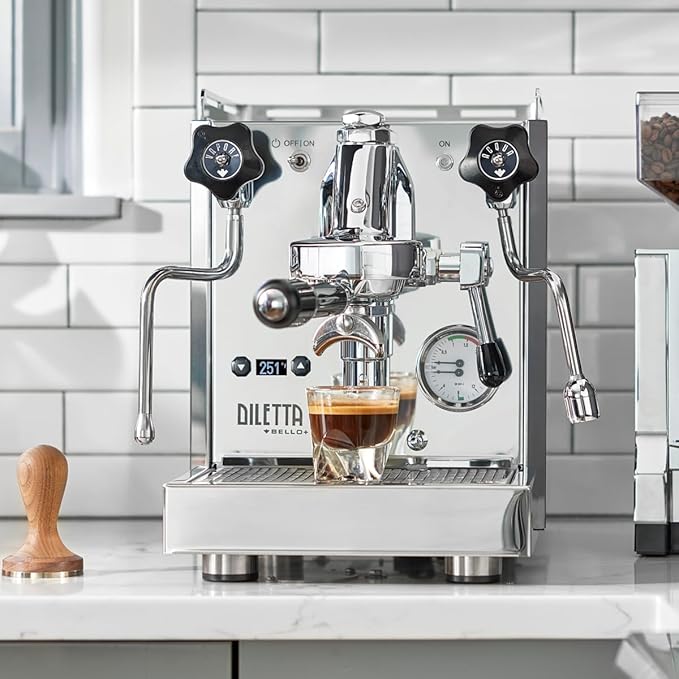 Diletta Bello+ Espresso Machine and Eureka Mignon Specialita Grinder Bundle (Stainless Steel)