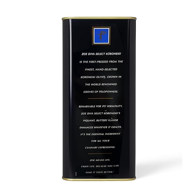 ZOE Diva Select Koroneiki Greek Extra Virgin Olive Oil, Cold Pressed, 100% Koroneiki Olives, Imported, 3 L (101.4 fl oz) Tin