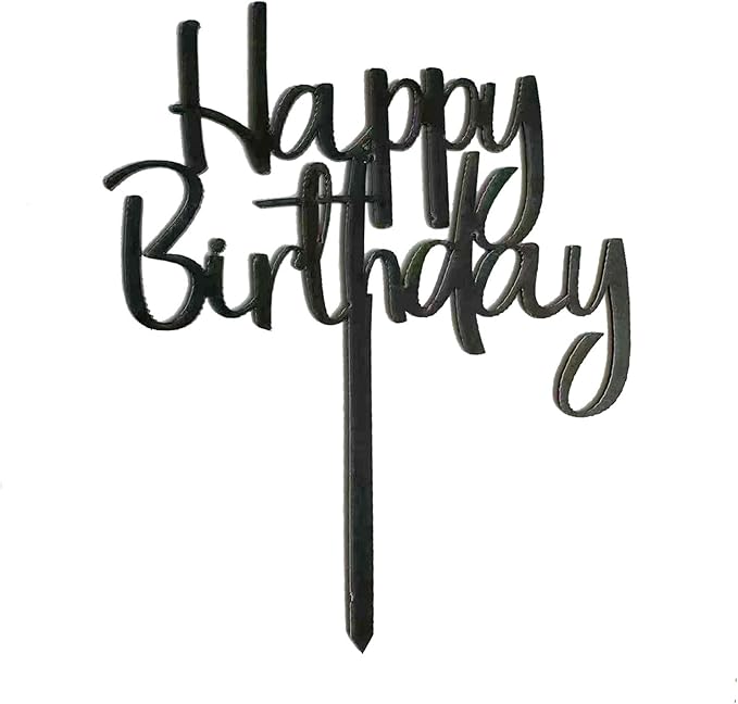 Black Acrylic Happy Birthday Cake Topper Decoration Cupcake Topper For Birthday Party Decorations Supplies(Black 10)
