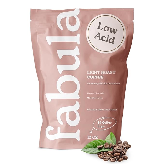 Fabula Coffee Light Roast Whole Beans - Organic - Low Acid - Single Origin - Non-GMO - Mold Free - 12 Ounces