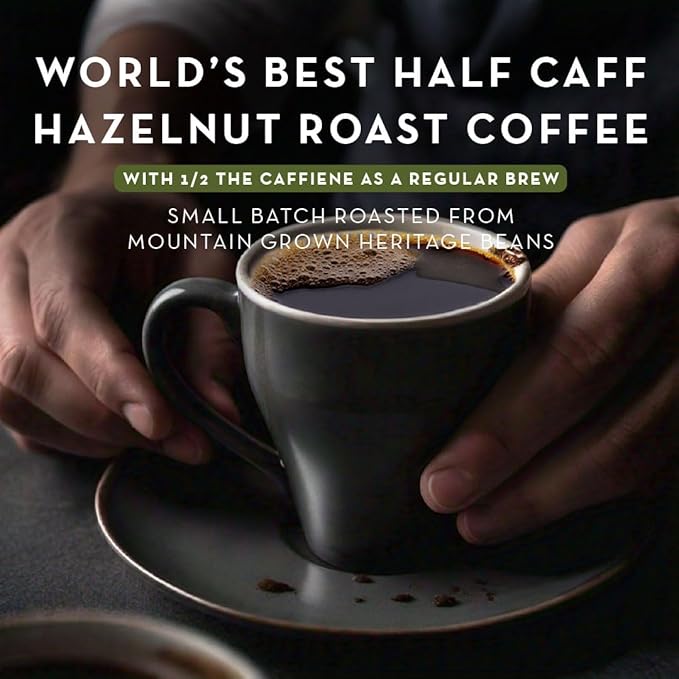 World's Best Half Caff Hazelnut Coffee Pods, 18 ct, Medium Roast Flavored Coffee in Recyclable Single Serve Pods – 100% Arabica Beans, Compatible with Keurig K Cups Maker