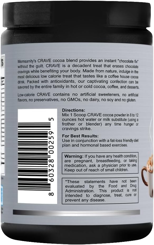 Crave Low Calorie, Low Carb Chocolate Powder to Satisfy Cravings Naturally + Delicious Recipe Guide PDF | 30 Servings