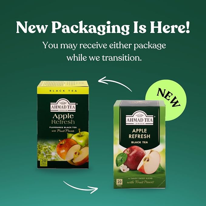 Ahmad Tea Apple Refresh Black Tea, 20-Count Tea Bags (Pack of 6)