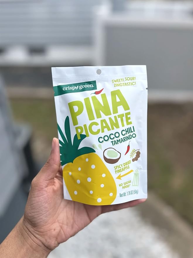 Crispy Green Pi챰a Picante, Coconut Chili Tamarindo Dried Pineapple, Healthy Real Fruit Snacks, 1.76 Ounce, 12 Single Serve Bags