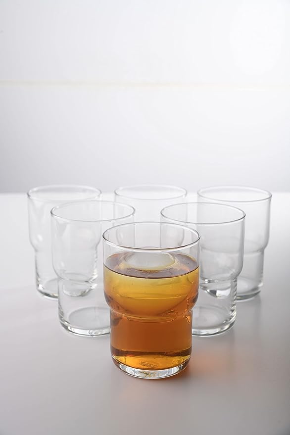 LEMONSODA Stackable Iced Coffee Glasses Set of 6, 48-15 and 21oz Drinking Glasses for Lattes, Tea, Coffee, and Water (15oz, Set of 6)