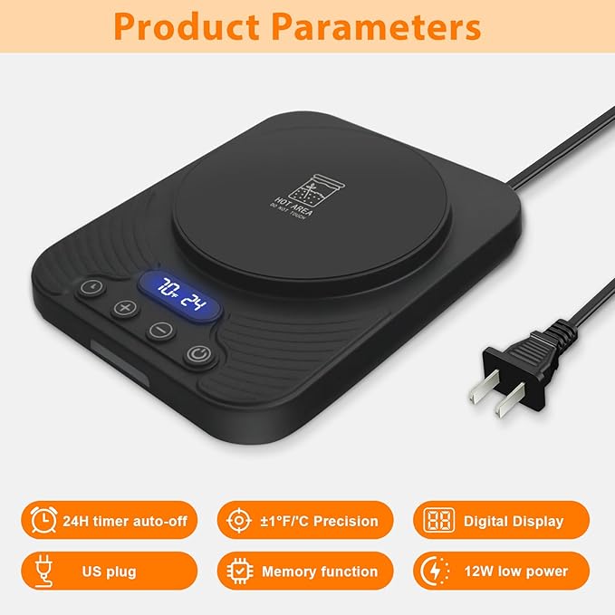 Sourdough Starter Warmer – Precise Thermostat (70-110°F), Intelligent Memory & 24H Timer Function for Home Baking & Fermented Dough (Black)