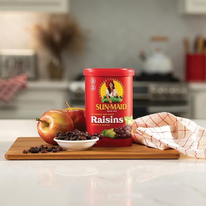 Sun-Maid California Sun-Dried Raisins - 13 oz Resealable Canister - Dried Fruit Snack for Lunches, Back to School Snacks, and Natural Sweeteners