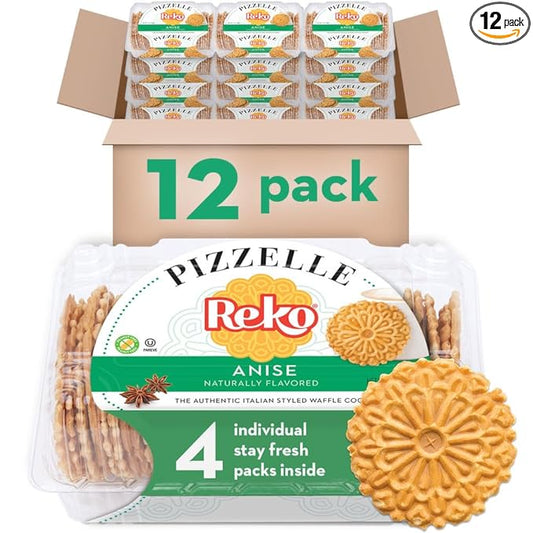 Reko Pizzelle Authentic Italian Style Waffle Cookie, Anise, 7 Ounce (Pack of 12)