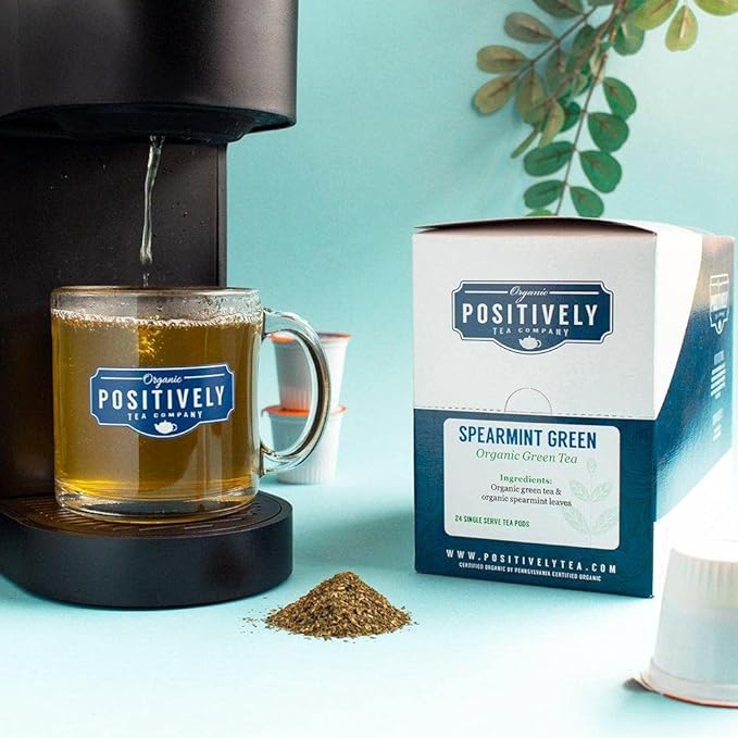 Organic Positively Tea Company, Spearmint Green Tea, K-Cup Compatible, 24 Pods