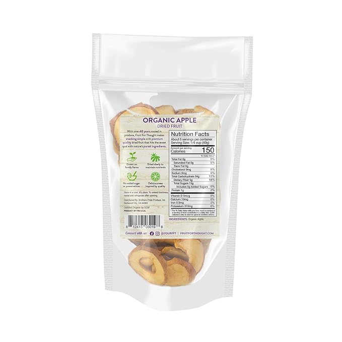 Fruit for Thought Dried Fruit (Organic Dried Apple, 8 Ounce (Pack of 2))