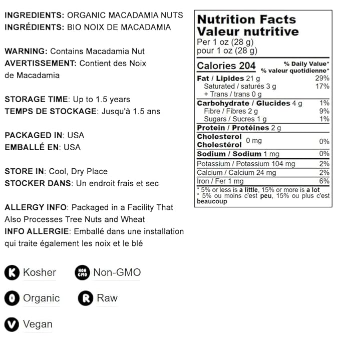 Food to Live Organic Whole Macadamia Nuts, 18 Pounds – Non-GMO, Raw, Shelled, Unsalted, Kosher, Vegan, Bulk. Keto Snack. Buttery Flavor. Good Source of Fiber, Healthy Fats. Perfect for Desserts.