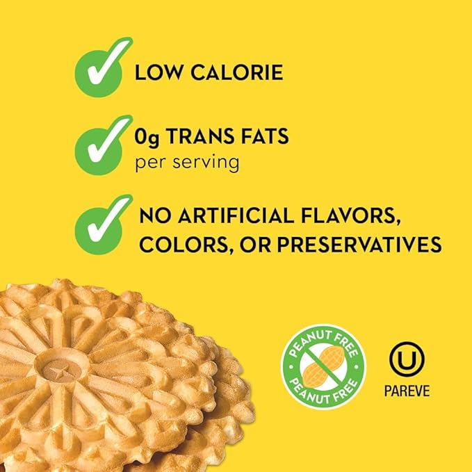 Reko Pizzelle Authentic Italian Style Waffle Cookie, Lemon, 7 Ounce (Pack of 12)