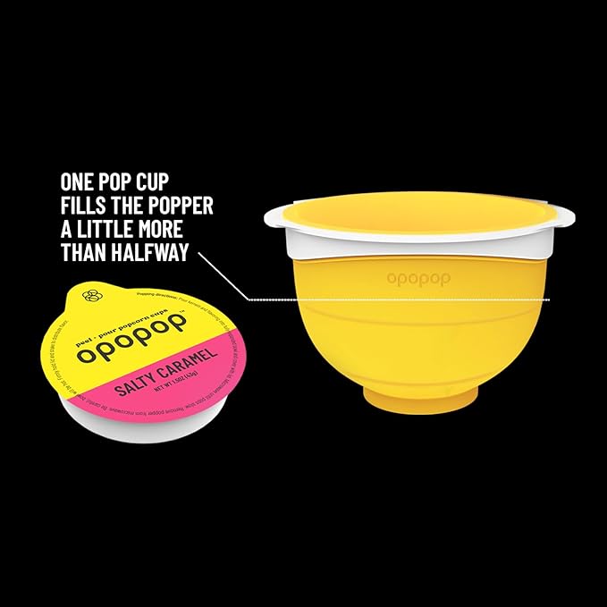 Opopop Microwave Popcorn - Pop Cups Salty Caramel 6-Pack, Non-GMO Gourmet Popcorn Kernels & Popcorn Flavoring, Caramel Popcorn, Gluten Free Snacks, Easy to Make and No Mess