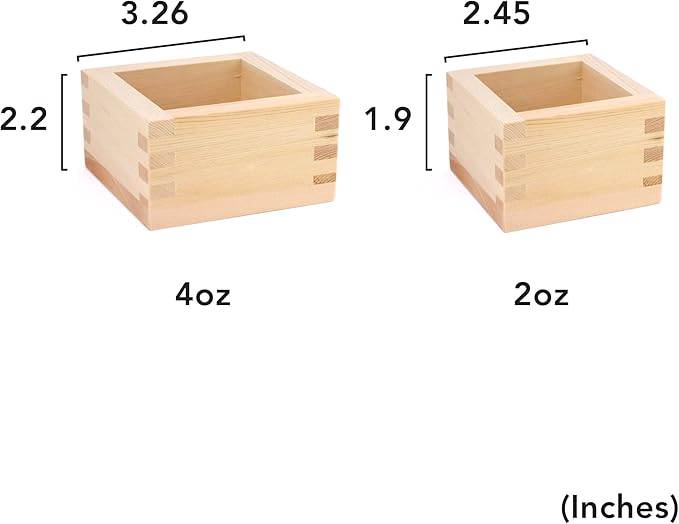 JapanBargain, Set of 4 Japanese Sake Masu Wooden Sake Cup, Cypress Hinoki Wood, Made in Japan, 4 ounce