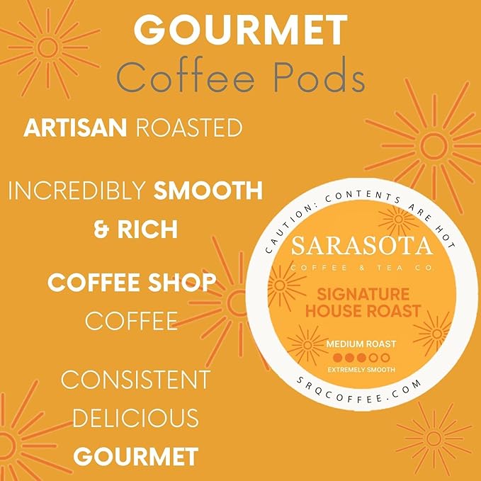 Sarasota K-Cup Coffee Pods | Medium, Dark & Flavored Roast Coffee | K Cup Variety Pack | Single Serve for Keurig Brewers | Gourmet, Low Acid, Mold Free | 24 Count
