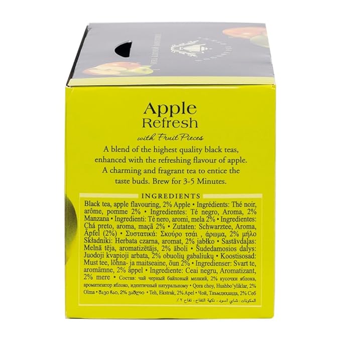 Ahmad Tea Black Tea, Apple Refresh Teabags, 20 ct (Pack of 1) - Caffeinated & Sugar-Free