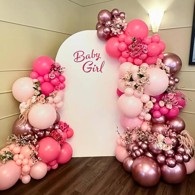Pink Balloons Metallic Pink Balloon, 60Pcs 12Inch Chrome Deep Light Pearl Hot Pink Latex Balloons for Birthday Wedding Baby Shower Party Decoration