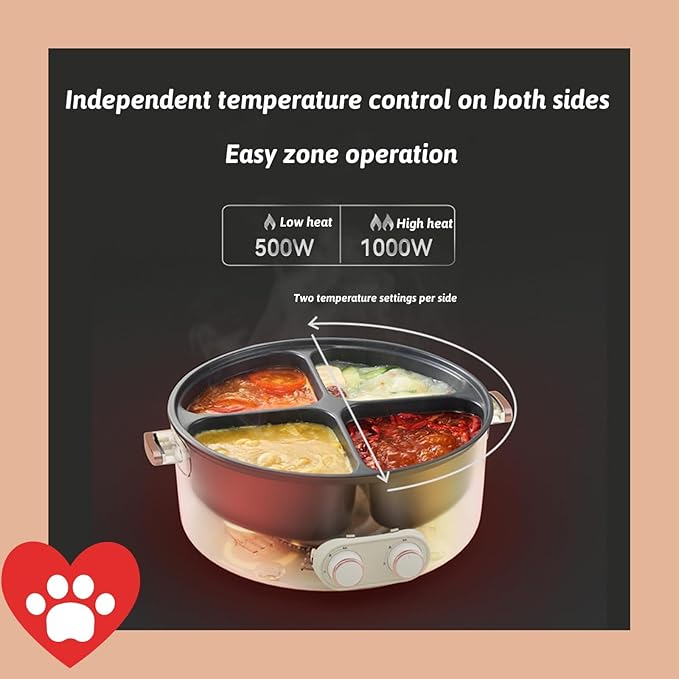 Four Grid Multifunctional Stew Pot, 2026 Upgraded 6L Large Capacity 4 Grid Multifunctional Stew Pot for Home Party & Chinese Shabu Shabu Electric Hot Pot,One Pots With 4 Flavors