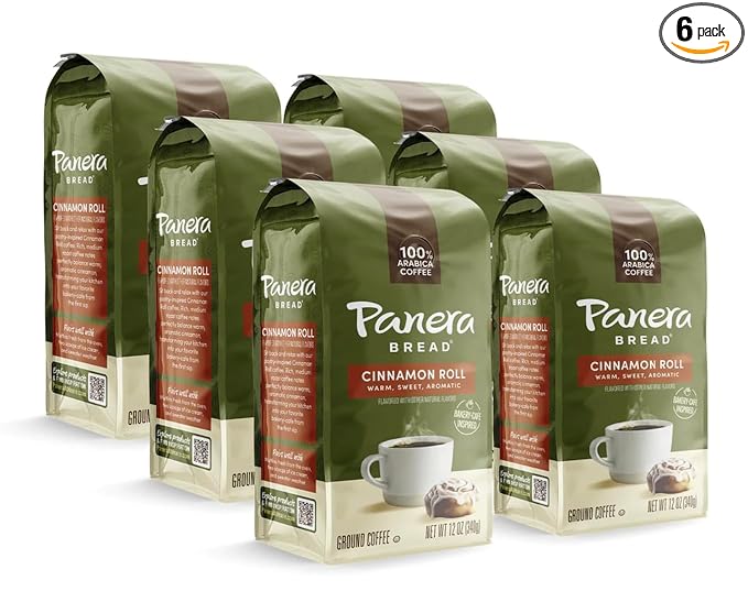 Panera Cinnamon Roll 12oz Ground Coffee (Pack of 6)