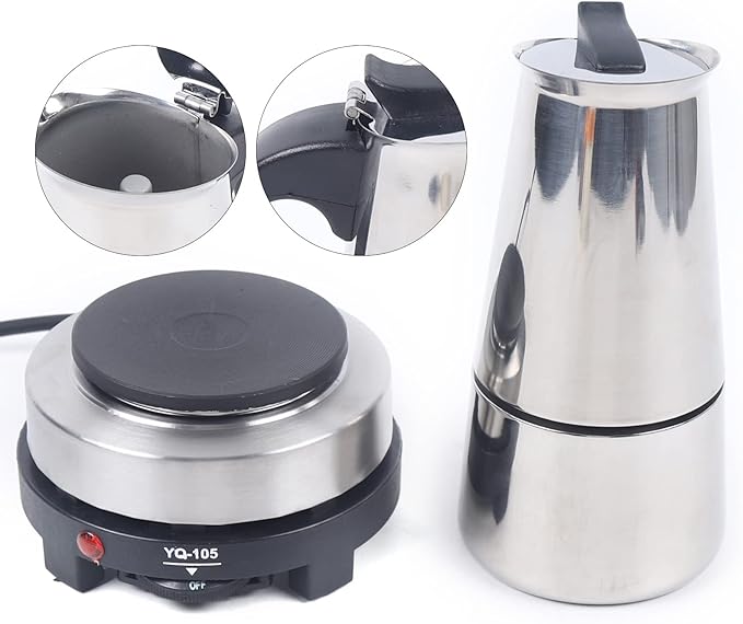 Espresso Machine, 6 Cups Stovetop Moka Pot, Portable Espresso Coffee Maker with Electric Stove, 110V