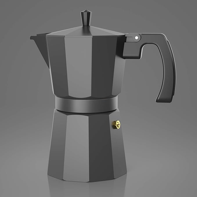 Coffee Gator Moka Pot - 6 Cup, 12oz Stovetop Espresso Maker - Classic Italian and Cuban Coffee Percolator w/ 2 Stainless-Steel Cups ??Matte Grey Aluminum, 360ml