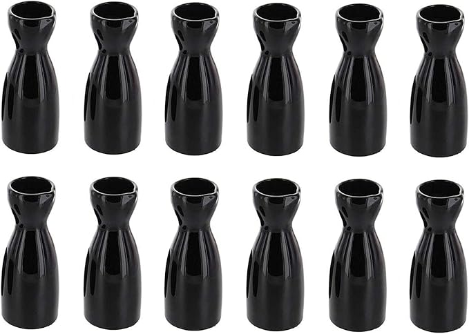 JapanBargain, Porcelain Sake Carafe Sake Bottle for Cold Sake and Hot Sake Microwave Safe (12, 4 oz - Black)
