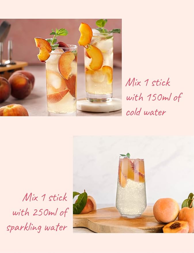Korean Kombucha Peach Iced Tea Powder – 5g x 30 Sticks | Zero Sugar, Low Calorie, Sparkling Black Tea & Peach Flavor