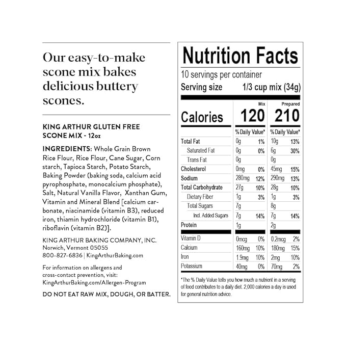King Arthur Baking Company Gluten-Free Scone Mix 12 oz., Breakfast Mix, Non-GMO