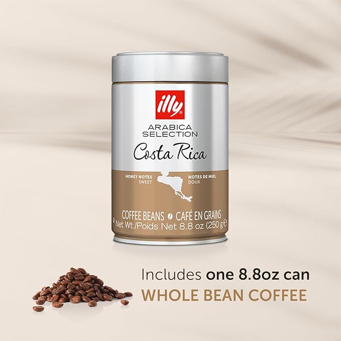 illy Whole Bean Coffee - Perfectly Roasted ??Costa Rica Medium Roast - with Notes of Honey, Vanilla & Citrus - 100% Arabica Beans - No Preservatives ??8.8 Ounce