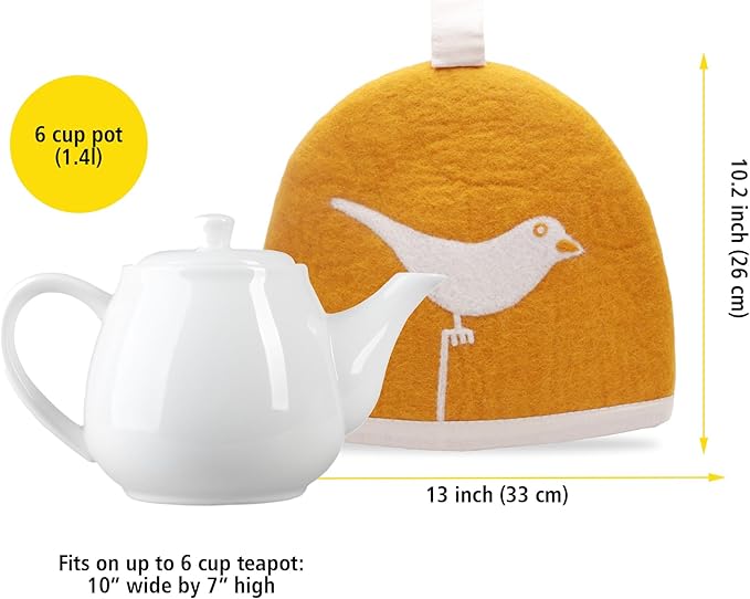 Glaciart One Wool Teapot Cozy Kettle Cover | Dome Shaped Large Tea Cosy, Kettle or French Press | Handmade & Needle Felted from Natural Wool | Warms Up to 2 Hours | Great as Gift