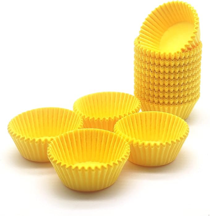 Greaseproof Mini Cupcake Liners, Premium Paper Baking Cups for Party Celebration,(Yellow, 300-count)