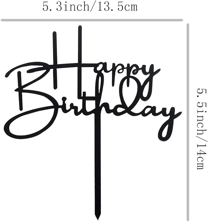 Black Happy Birthday Cake Toppers. Sparkling Black Birthday Cupcake Picks. Cake Birthday Party Decorations