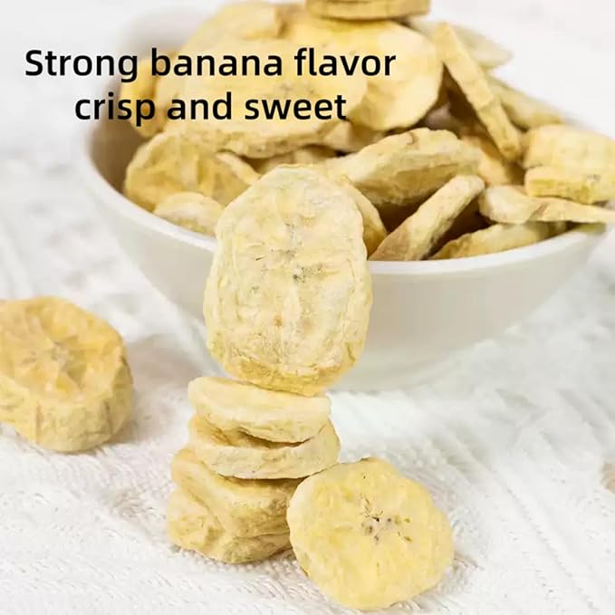 FD Banana Chips, freeze dried banana chips,dried bananas,Sugar Free, Crispy Fruit Snacks, Sealable and Canisterable, 7 oz/200g