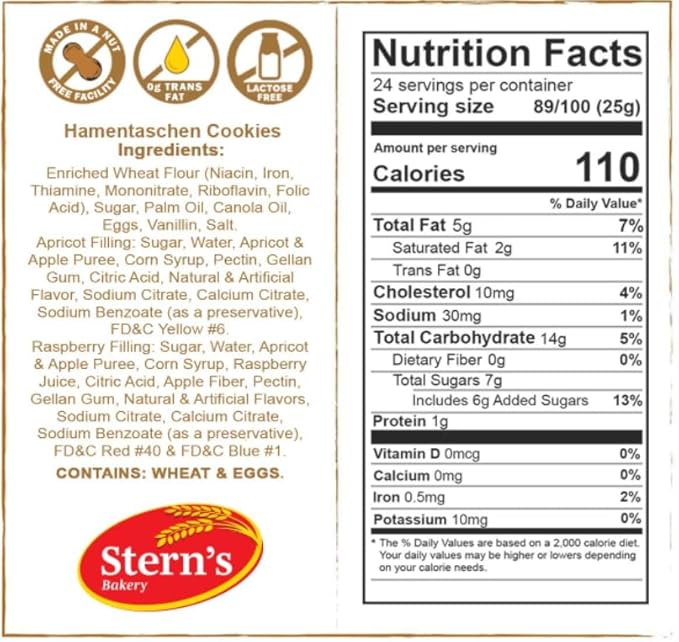 Shortbread Cookies Filled with Apricot and Rasperry Jam | Fruit Cookies, Gourmet Cookie Gifts | Kosher, Dairy Free, Nut Free | 22 oz Stern?셲 Bakery