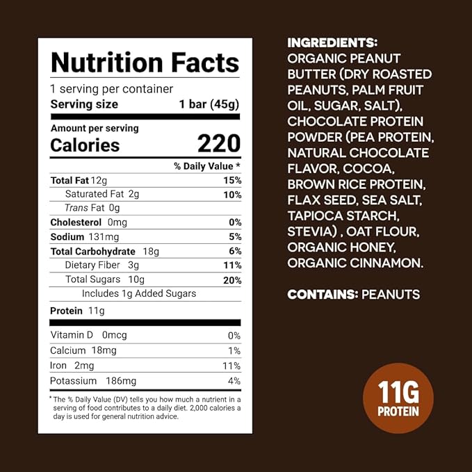 FROPRO Plant Protein Snack Bars - Plant Based Protein Bars, All-Natural, Gluten, Dairy, & Soy Free, High Protein Bars with Low Calories | Cacao, 12 Pack