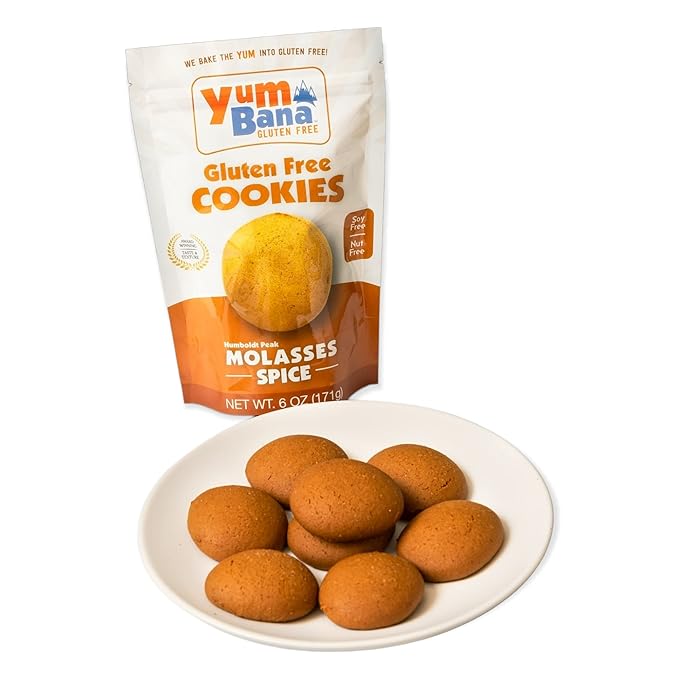 Yumbana Gluten Free Molasses Spice Cookies - Soy Free, Nut Free Cookies - No Artificial Flavors or Preservatives - Great for Snacks and Parties - 2 Pack