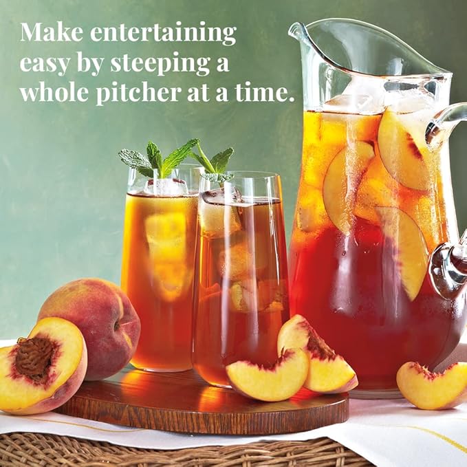 The Republic of Tea – Ginger Peach Black Iced Tea Bags, 40 Large Quart-Sized Iced Tea Pouches, Naturally Caffeinated