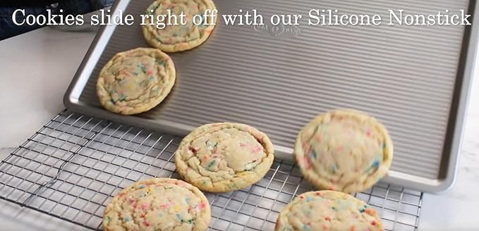 USA Pan Bakeware Cookie Sheet, Warp Resistant Nonstick Baking Pan, Made in the USA from Aluminized Steel, Large Set of 2