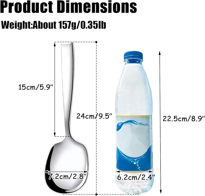 X-Large Buffet Serving Spoon,Heavy Duty Square head 9.5X2.8 inches 316L Stainless Steel Serving Spoon Pack of 1,Silver