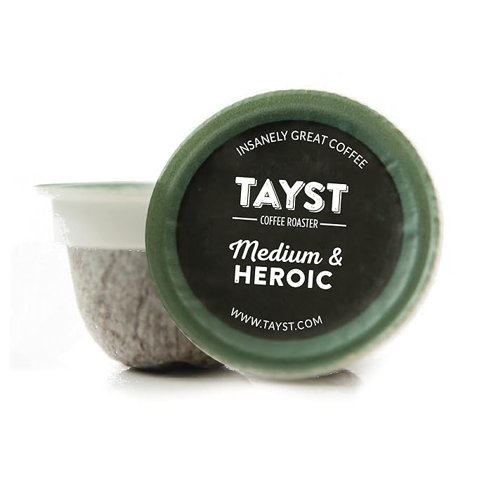 Tayst Coffee Pods, Medium & Heroic Medium Roast, K Cups Compatible with Keurig Coffee Maker, Sustainable Single Serve, Pack of 100