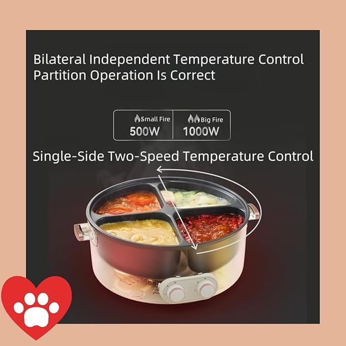 Four Grid Multifunctional Stew Pot, 2026 Upgraded 6L Large Capacity 4 Grid Multifunctional Stew Pot for Home Party & Chinese Shabu Shabu Electric Hot Pot,One Pots With 4 Flavors