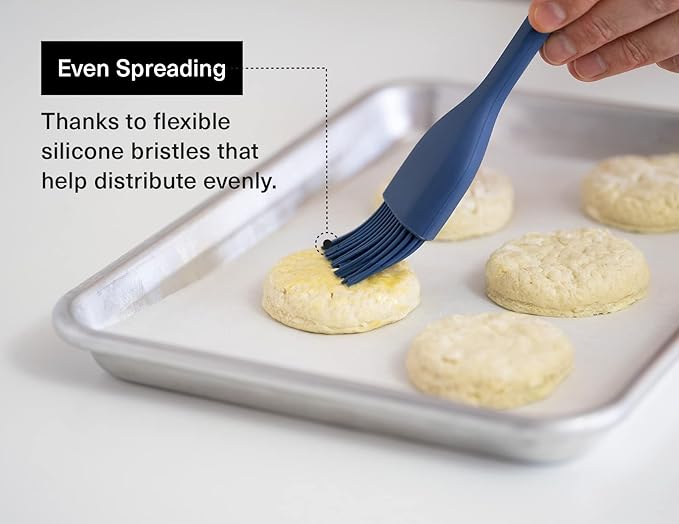 Misen Silicone Basting Brush – Dishwasher Safe, Heat-Resistant Pastry Brush – Ideal for Grilling, Baking, and Applying Sauces and Oils – High-Grade Silicone Coating - 12.4" Blue
