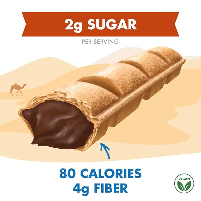 Crispy Dunes Vegan Dark Chocolate Wafer Sticks ??Low-Calorie Snack with Dark Chocolate Cream Filling, 90 Calories, Non-GMO, Prebiotic Fiber - 12 Pack