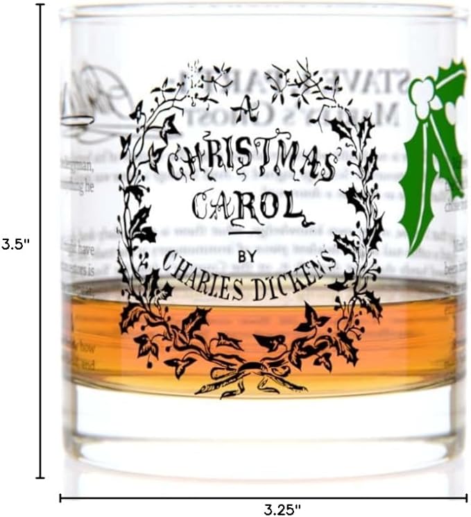 Well Told Classic Literature Rocks Glass - A Christmas Carol by Charles Dickens - Old Fashioned Whiskey Glass Gift for Book Lovers (11 oz)