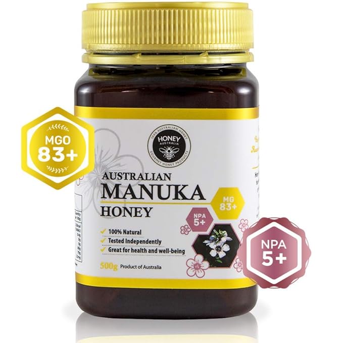 Honey Australia Manuka Honey MGO 83+ | 17.6 oz | Raw, Organic, Pure Honey for Cooking, Baking, Marinades & Wellness | Natural Sweetener & Daily Health Boost | Rich in Nutrients & Flavor
