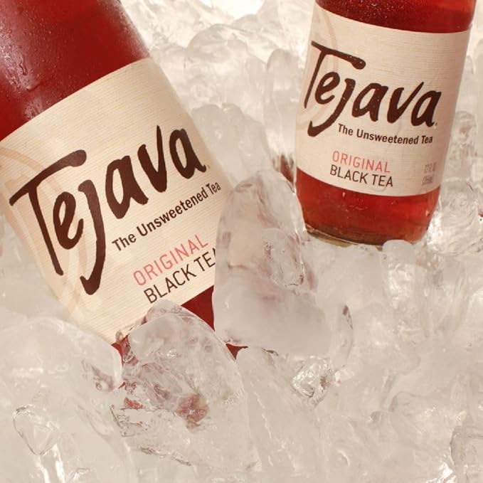 Tejava Original Unsweetened Black Iced Tea, 4 Pack, 12oz Glass Bottles, Non-GMO, Kosher, No Sugar or Sweeteners, No calories, No Preservatives, Brewed in Small Batches