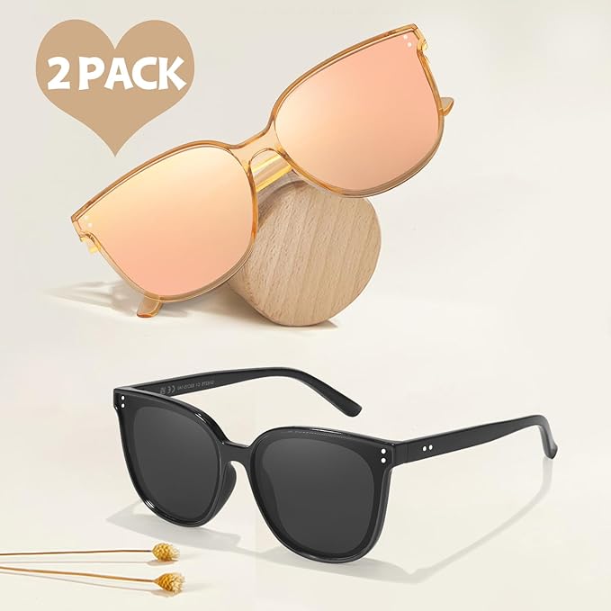 LVIOE Oversized Polarized Sunglasses for Women Trendy Large Cat Eye UV Protection Shade LS1627s