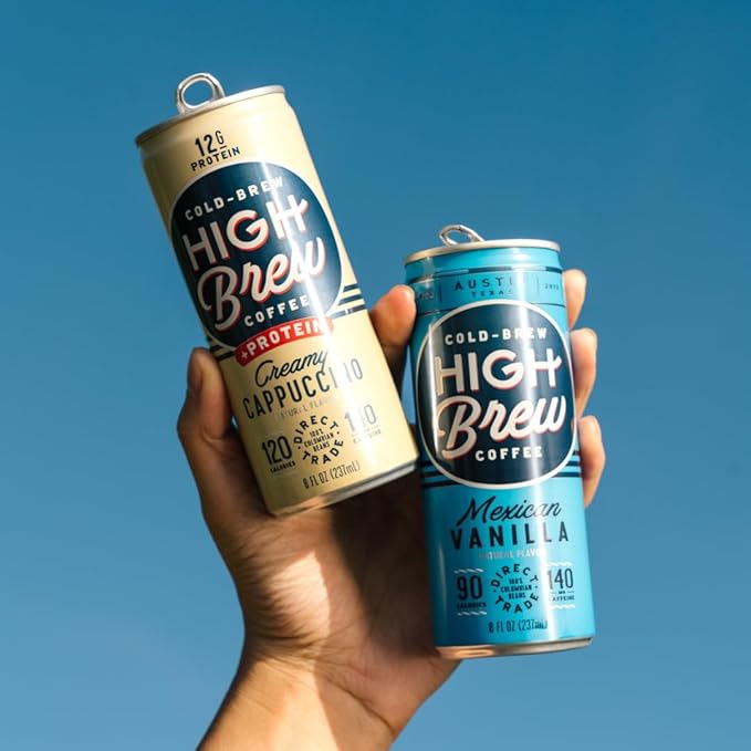 High Brew Coffee, Cold Brew Coffee, Creamy Cappucino, Plus 12g Protein, 8 Fl Oz, Ready-To-Drink (Pack of 12)