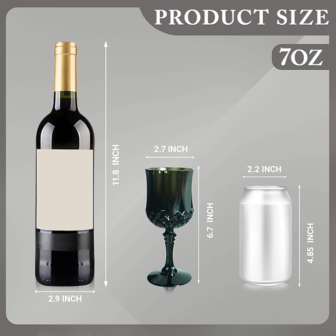 Plastic Wine Glasses,Plastic Goblets Vintage Style Cordial Drinking Glasses for Wedding Reception, Halloween Grand Event Party Supplies (12, Black)