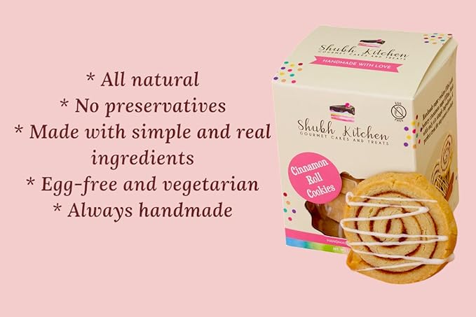 Cinnamon Roll Sugar Cookies- Gourmet Indian Cookies, 100% Egg-Free & Vegetarian, Handmade with Real Butter & Cinnamon, No Preservatives, 5 oz Pack
